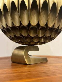Michel Armand Large Mid Century Modern Ruche Brass Ball Table Lamp after Michel Armand - 4014328