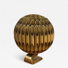 Michel Armand Large Mid Century Modern Ruche Brass Ball Table Lamp after Michel Armand - 4015350