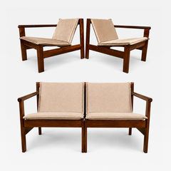 Michel Arnoult Arnoult Ouro Preto Modular Loveseat Pair of Open Arm Lounge Chairs in Imbuia - 4718701