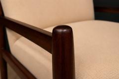 Michel Arnoult Brazilian Mid Century Armchair in Wood Chenille upholstery Michel Arnoult - 4586257