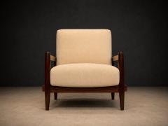 Michel Arnoult Brazilian Mid Century Armchair in Wood Chenille upholstery Michel Arnoult - 4586258