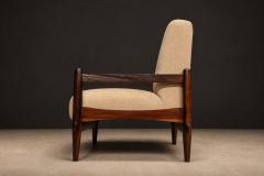 Michel Arnoult Brazilian Mid Century Armchair in Wood Chenille upholstery Michel Arnoult - 4586261