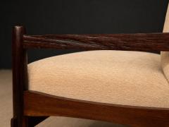 Michel Arnoult Brazilian Mid Century Armchair in Wood Chenille upholstery Michel Arnoult - 4586262