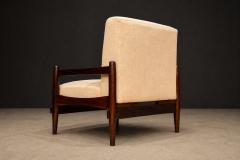 Michel Arnoult Brazilian Mid Century Armchair in Wood Chenille upholstery Michel Arnoult - 4586263