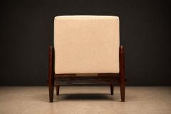 Michel Arnoult Brazilian Mid Century Armchair in Wood Chenille upholstery Michel Arnoult - 4586265