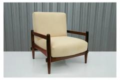 Michel Arnoult Brazilian Mid Century Armchair in Wood and Leather by Michel Arnoult c 1960s - 3833487