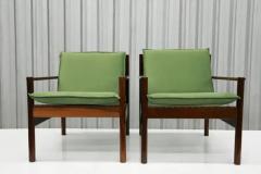 Michel Arnoult Brazilian Modern Armchairs in Hardwood Fabric Michel Arnoult 1960s - 3594033