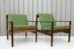 Michel Arnoult Brazilian Modern Armchairs in Hardwood Fabric Michel Arnoult 1960s - 3594034