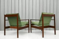 Michel Arnoult Brazilian Modern Armchairs in Hardwood Fabric Michel Arnoult 1960s - 3594036