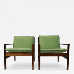 Michel Arnoult Brazilian Modern Armchairs in Hardwood Fabric Michel Arnoult 1960s - 3603328