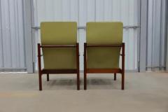 Michel Arnoult Mid Century Modern Armchairs in Hardwood and Leather Michel Arnault c 1960s - 3339124