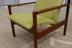 Michel Arnoult Mid Century Modern Armchairs in Hardwood and Leather Michel Arnault c 1960s - 3339127