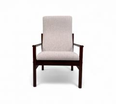 Michel Arnoult Tall Armchair in Imbuia Wood Grey Bocule Michel Arnault 1960s Lot 154A - 4351735