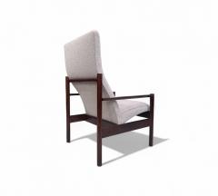 Michel Arnoult Tall Armchair in Imbuia Wood Grey Bocule Michel Arnault 1960s Lot 154A - 4351740