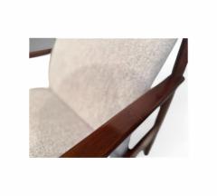 Michel Arnoult Tall Armchair in Imbuia Wood Grey Bocule Michel Arnault 1960s Lot 154A - 4351741