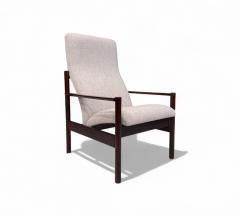 Michel Arnoult Tall Armchair in Imbuia Wood Grey Bocule Michel Arnault 1960s Lot 154A - 4351743