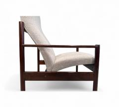 Michel Arnoult Tall Armchair in Imbuia Wood Grey Bocule Michel Arnault 1960s Lot 154A - 4351744