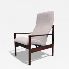 Michel Arnoult Tall Armchair in Imbuia Wood Grey Bocule Michel Arnault 1960s Lot 154A - 4352267