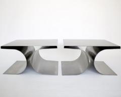 Michel Boyer FRENCH STAINLESS STEEL PAIR SIDE OR COFFEE TABLES IN THE STYLE OF MICHEL BOYER - 2657418