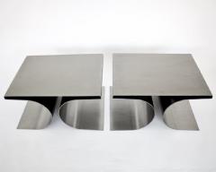 Michel Boyer FRENCH STAINLESS STEEL PAIR SIDE OR COFFEE TABLES IN THE STYLE OF MICHEL BOYER - 2657421