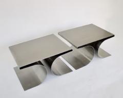 Michel Boyer FRENCH STAINLESS STEEL PAIR SIDE OR COFFEE TABLES IN THE STYLE OF MICHEL BOYER - 2657429