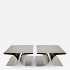 Michel Boyer FRENCH STAINLESS STEEL PAIR SIDE OR COFFEE TABLES IN THE STYLE OF MICHEL BOYER - 2668875