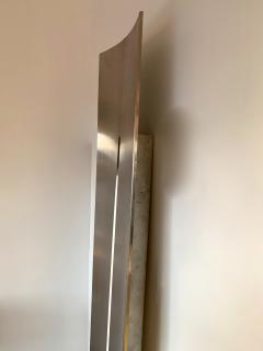 Michel Boyer Large Stainless Steel Pannel Sconces France 1970s - 1134835
