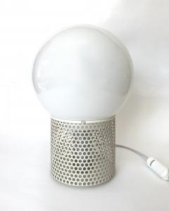 Michel Boyer MICHEL BOYER PERFORATED WHITE LACQUER MODEL 10524 OPALINE GLASS TABLE LAMP 1972 - 4747834