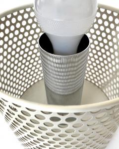 Michel Boyer MICHEL BOYER PERFORATED WHITE LACQUER MODEL 10524 OPALINE GLASS TABLE LAMP 1972 - 4747836
