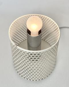 Michel Boyer MICHEL BOYER PERFORATED WHITE LACQUER MODEL 10524 OPALINE GLASS TABLE LAMP 1972 - 4747841
