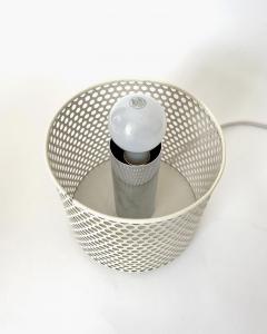 Michel Boyer MICHEL BOYER PERFORATED WHITE LACQUER MODEL 10524 OPALINE GLASS TABLE LAMP 1972 - 4747842