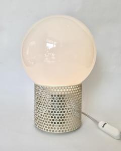 Michel Boyer MICHEL BOYER PERFORATED WHITE LACQUER MODEL 10524 OPALINE GLASS TABLE LAMP 1972 - 4747845