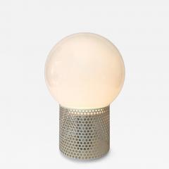 Michel Boyer MICHEL BOYER PERFORATED WHITE LACQUER MODEL 10524 OPALINE GLASS TABLE LAMP 1972 - 4748047