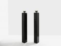Michel Boyer Michel Boyer pair of black lacquered and nickeled metal floor lamps 1979 - 4585867