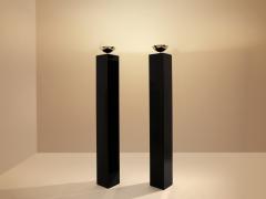 Michel Boyer Michel Boyer pair of black lacquered and nickeled metal floor lamps 1979 - 4585869