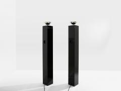 Michel Boyer Michel Boyer pair of black lacquered and nickeled metal floor lamps 1979 - 4585871