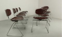 Michel Cadestin Georges Laurent Leather and Metal Beaubourg Chairs by Michel Cadestin and Georges Laurent - 259560