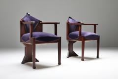 Michel De Klerk Dutch Art Deco Amsterdamse school pair of armchairs 1950s - 1311520