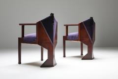 Michel De Klerk Dutch Art Deco Amsterdamse school pair of armchairs 1950s - 1311522