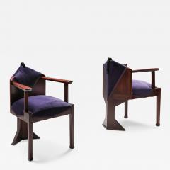 Michel De Klerk Dutch Art Deco Amsterdamse school pair of armchairs 1950s - 1312839