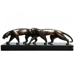 Michel Decoux Art Deco Bronze Panther Group by Michel Decoux - 1533234