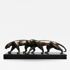 Michel Decoux Art Deco Bronze Panther Group by Michel Decoux - 1533754