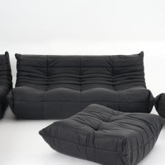 Michel Ducaroy Restored Ligne Roset Togo 5 Piece Sectional Set in Monolith Black Leather - 4534156