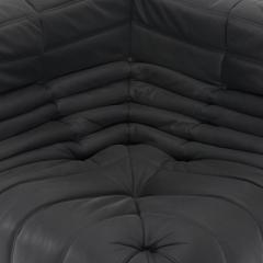 Michel Ducaroy Restored Ligne Roset Togo 5 Piece Sectional Set in Monolith Black Leather - 4534162