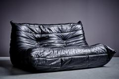 Michel Ducaroy Set of 2 Seater and 3 Seater Togo in black leather designed by Michel Ducaroy - 3806019