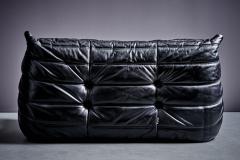 Michel Ducaroy Set of 2 Seater and 3 Seater Togo in black leather designed by Michel Ducaroy - 3806022