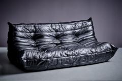 Michel Ducaroy Set of 2 Seater and 3 Seater Togo in black leather designed by Michel Ducaroy - 3806025