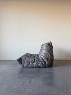 Michel Ducaroy Togo 1 Seater in Grey Leather by Michel Ducaroy for Ligne Roset - 4487726