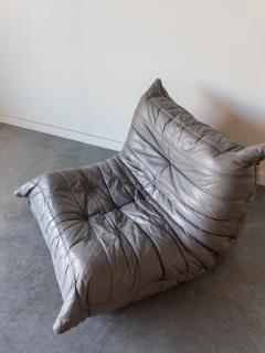 Michel Ducaroy Togo 1 Seater in Grey Leather by Michel Ducaroy for Ligne Roset - 4487728
