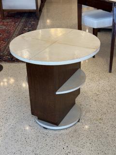 Michel Dufet A Mini Bar Art Deco Side Table in Wood and Goat Skin Top - 4552364